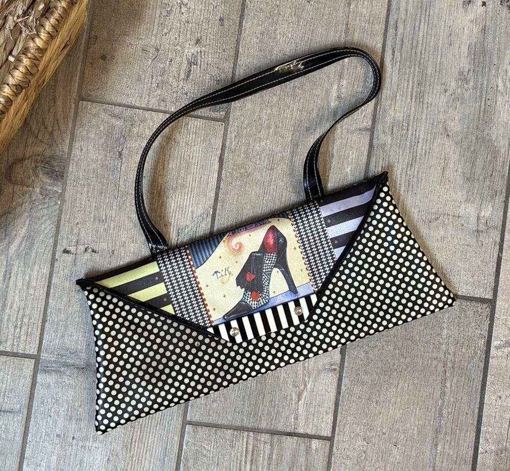 Wendy Costa Rod Rojas Vintage Handbag Envelope Clutch polkadot Whimsical